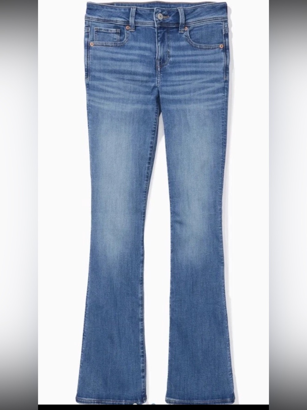American Eagle Women's Low-Rise Bootcut Blue Denim Jeans Stretch Size 14 R